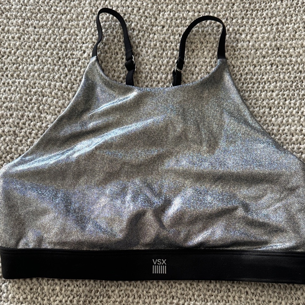 VSX Metallic Silver Sports Bra